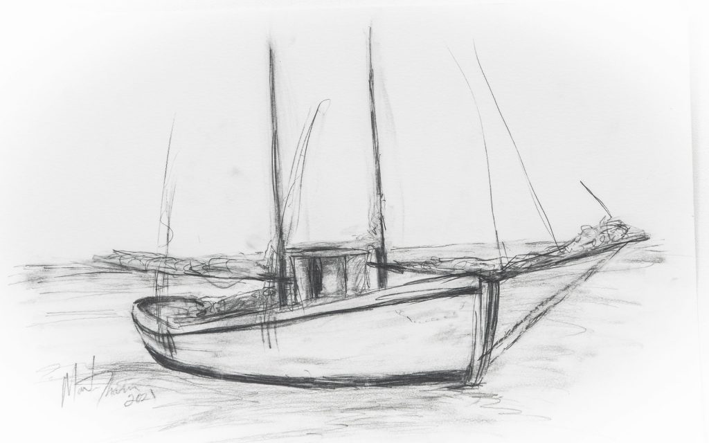020 -A Schooner project drawings 2021 by Monte Thornton $100 for original 18x24 Archival paper.