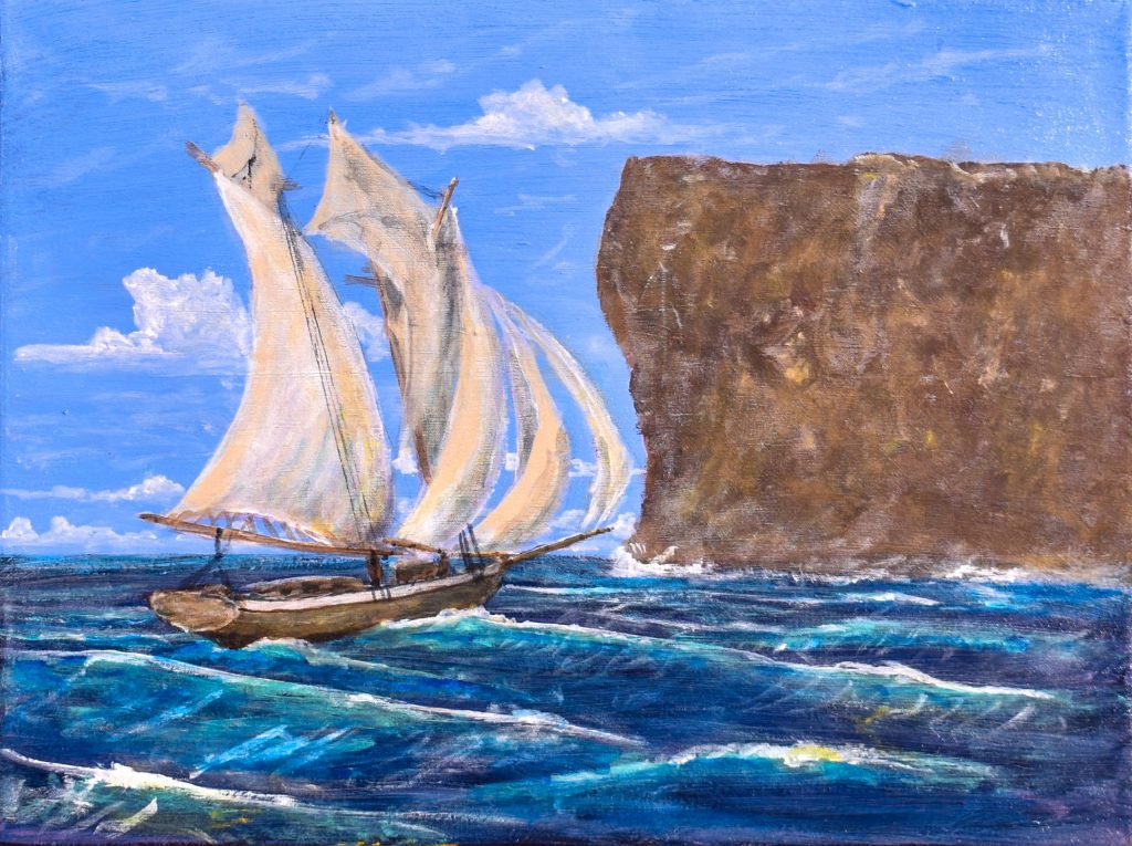 Falling asleep at helm - Diptych - Smooth Sailing Exhibit Schooners -24x18-Acrylic- on canvas- $2840 each
