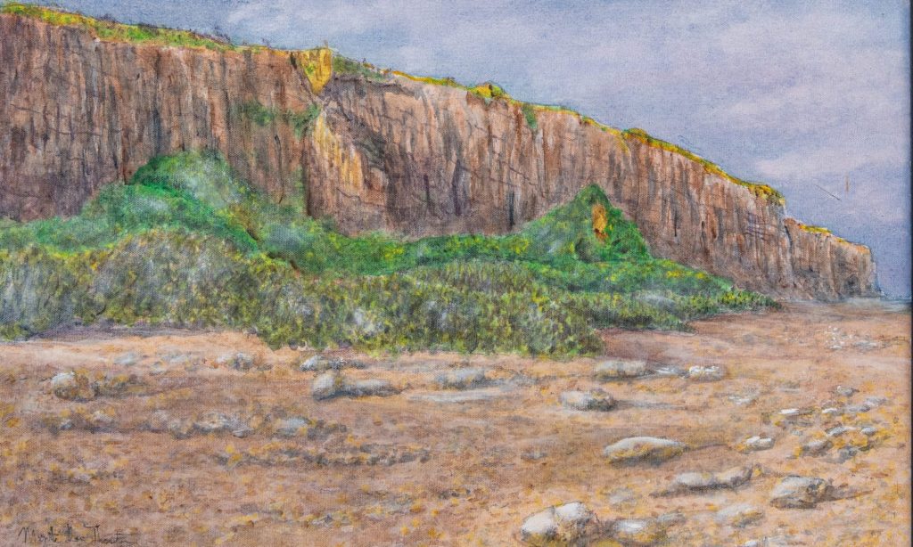 A Cayman Seascape, End  of bluff on South East Brac 24x18 Acrylic on canvas $1840. by Monte Thornton