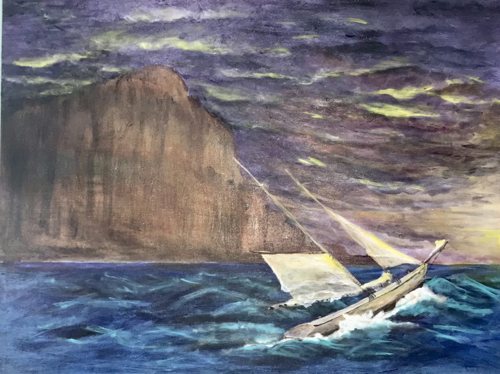 Rounding the Bluff. - Smooth Sailing Exhibit Schooners -36x48 -Acrylic- on canvas- $5680